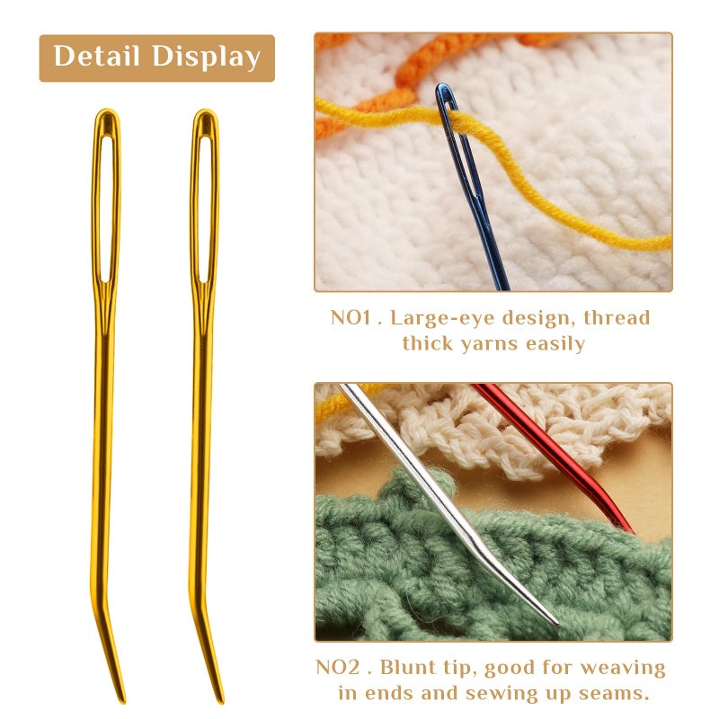 UOOU 18 Pieces Yarn Needle,Tapestry Needle Bent Embroidery Needles Bent Tip Needles,Large-Eye Blunt Needles with Random Box for Knitting Crochet (Random Color) - Image 4